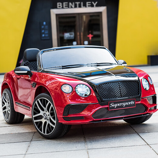 Bentley double children's electric car four-wheel baby can sit on dual-drive toy car child remote control baby car charging red version dual electric_leather seat_soft wheel_bluetooth_swing+remote control Bentley remote control+self-driving+charging+bluetooth