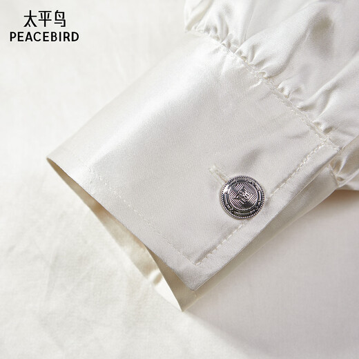 PEACEBIRD Women's Shirt, Same Style as the Shopping Mall, Spring French Shirt Top, Long Sleeve, Tofu Color S