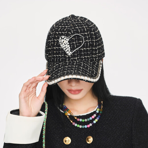 Special Autumn and Winter Small Fragrant Style Baseball Cap for Women Elegant, Fashionable and Versatile Cap, Casual and Versatile, Showing Face Small BQ230737 Black M(57-59cm