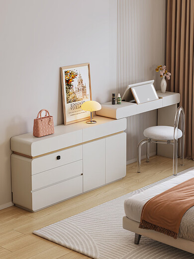 TURBOSUN dressing table storage cabinet and mirror integrated flip dresser and drawer cabinet integrated new all solid wood extremely narrow storage cabinet hidden rice drawer cabinet + rice double drawer flip dresser + crystal makeup stool