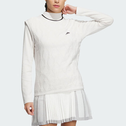 Adidas Two-In-One Polo Shirt And Vest Colorblock Two-In-One Long Sleeve Sweater Women's White S