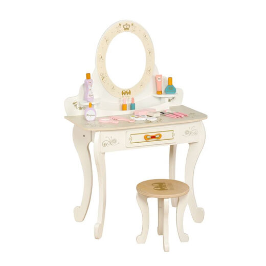 Shantou Lin Village Children's Dressing Table Princess Little Girl Play House Simulation Toy Wooden Cosmetic Table Girls Birthday Gift Little White Rabbit Dressing Table + Stool