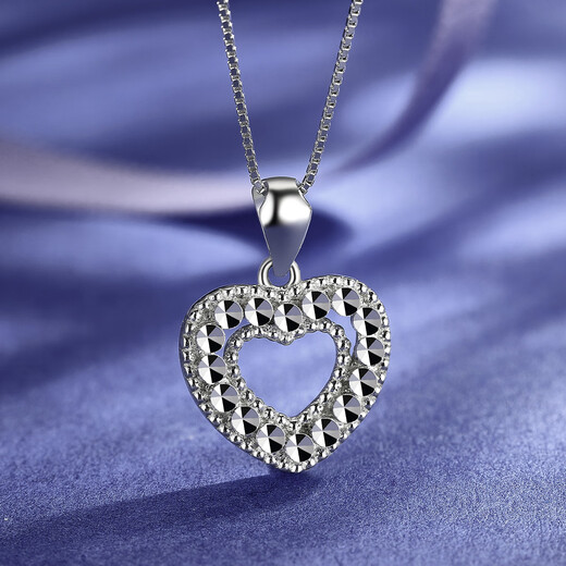 Wanfulong genuine platinum 950 wheel love pendant necklace, simple, fashionable, high-end, light luxury, niche gift for friends, platinum 950 wheel love pendant, free 925 silver chain 2.8g