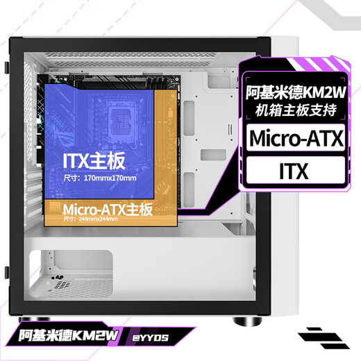 长城（Great Wall）阿基米德2白电脑机箱（Type-C 3.2/20CM风扇位/MATX主板/240水冷位/玻璃侧透/宽体/5080）