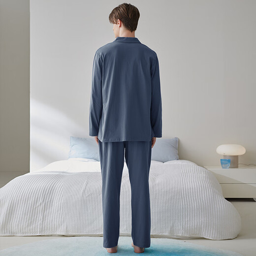 Fenton couple pajamas women's new pure cotton spring and autumn long-sleeved lapel cardigan simple large size young men's home wear suit