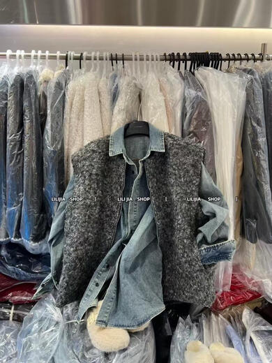 Miss Home High-end Autumn and Winter New Fashion Retro Korean Style Loose Mid-Length Shirt Vest Set Denim Shirt (Ready Stock) One Size