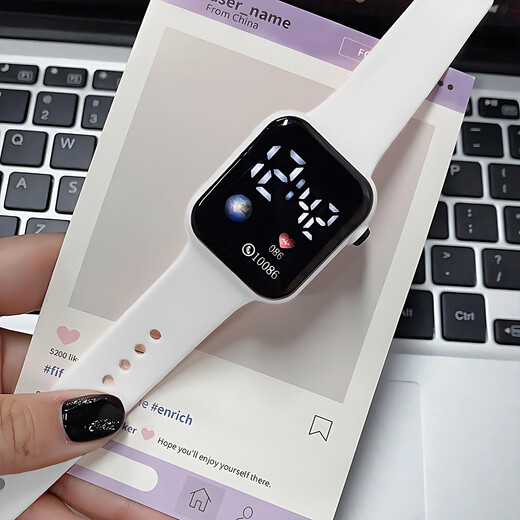 Trendy new watch ins high-looking men's and women's junior high school full screen luminous technology watch white discount event price + technology luminous