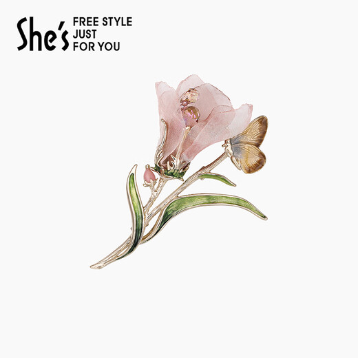 She s Akiko Plant Story Flower Craft Crystal Exquisite Fashion Brooch High-end Temperament Corsage Accessories Birthday Gift Red A0