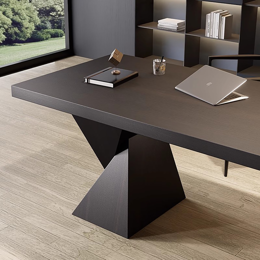 KSALOY Italian minimalist study desk light luxury design home office desk acrylic modern simple smoked wood color smoked wood color + acrylic desk + power strip 220*90*75cm