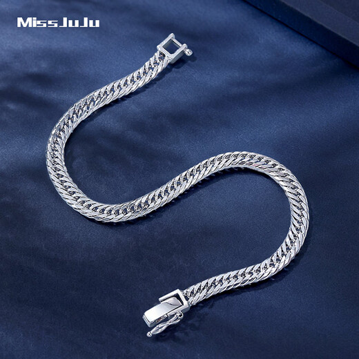 Miss JuJu pt950 pure platinum Xiping bracelet for women, platinum Cuban bracelet, fashionable and high-end jewelry for men (customized), about 16g, 15cm long, about 4.3mm thick, more refunds, less supplements
