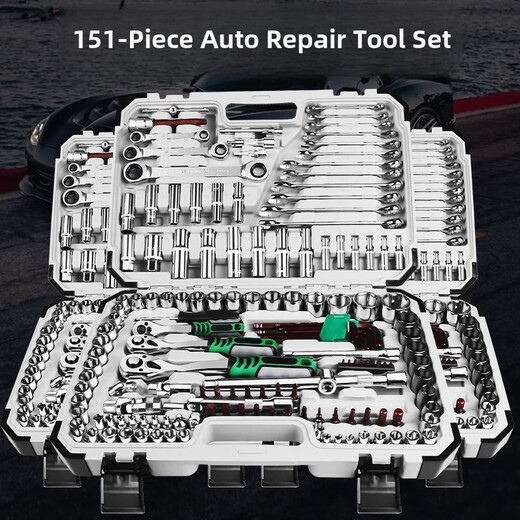 German imported Chuangshi auto repair tool set car repair combination ratchet socket wrench car repair tool box five 151-piece set-car home repair socket wrench