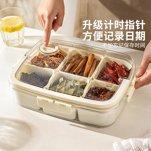Modern Housewife Spice Storage Box Household Condiments Aniseed Pepper Chili Seasoning Box Kitchen Seasoning Jar Seasoning Box Seasoning Compartment Storage Box-8 Compartments Milk White Product Specifications See Figure 2 for details