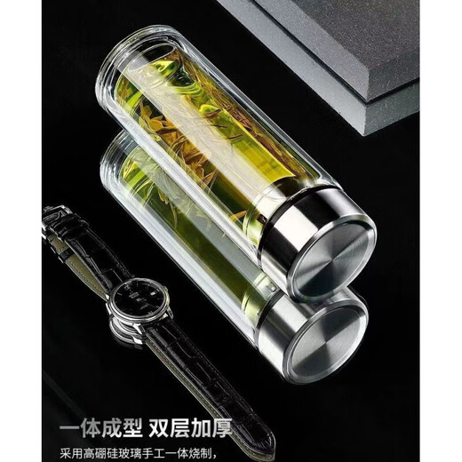 Fat Donglai's same style unbreakable tempered glass tea cup 500ml resistant to breakage and high temperature borosilicate double-layer glass cup with warranty New store opening First order discount Steel color 450-