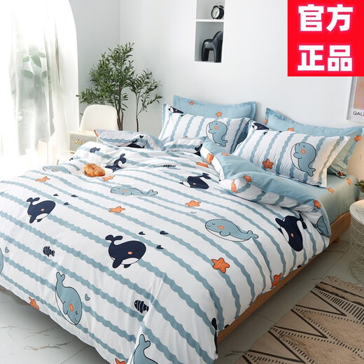 Wheelman bed four-piece student dormitory single fall and winter cartoon bed sheet and quilt cover double Moana 1.5m bed four-piece set [quilt cover 1.5*2.0m]