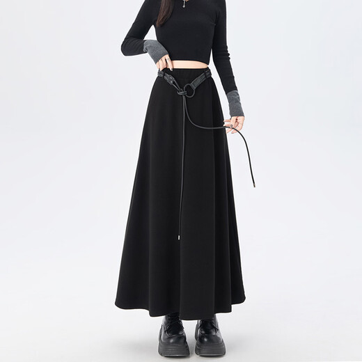 Skirt Autumn and Winter 2025 New Brown Slim Retro High Waist Maillard Temperament A-Line Long Skirt Versatile Gray M 80-105Jin Jin is equal to 0.5 kg