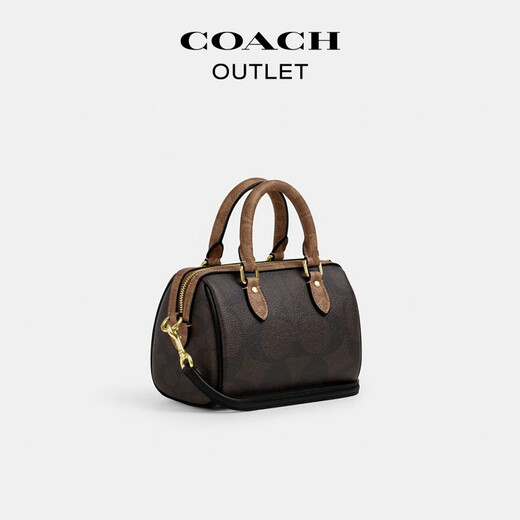 COACH Gift Outlet Women's Bag Classic Presbyopic ROWAN Mini Boston Shoulder Crossbody Bag Handbag IM/Walnut/Brown