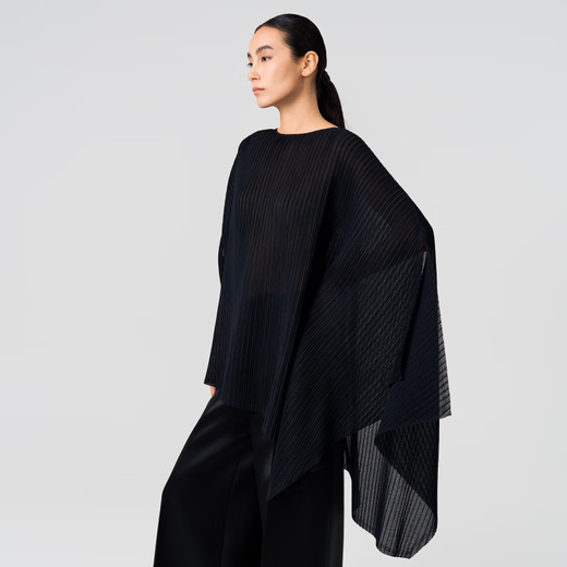 SIQIYOUNG Artist Series - Multi-Wear Cape Large Pleated Shawl Multi-Wear High-end Outerwear Mist Black One Size F