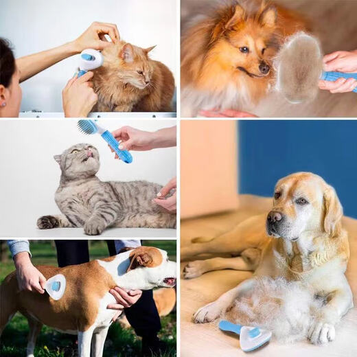 Cat and dog comb to remove floating hair artifact, pet-specific long hair cleaning comb to thin the lint and remove artifact, minimalist gray, one-click self-cleaning, protective beads