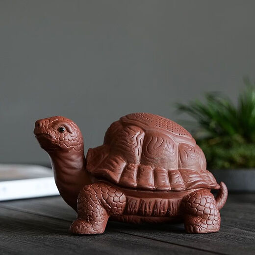 Tea Pet Lucky Turtle Purple Sand Turtle Tea Leak Filter Integrated Desktop Water Separator Ceramic Ornament Style Twenty-Four Treasures (Purple Clay Circle)