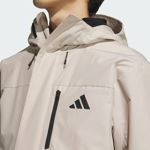 Adidas water-repellent plus velvet lining three-in-one hooded jacket for men and women in autumn and winter Adidas official light sports light brown L