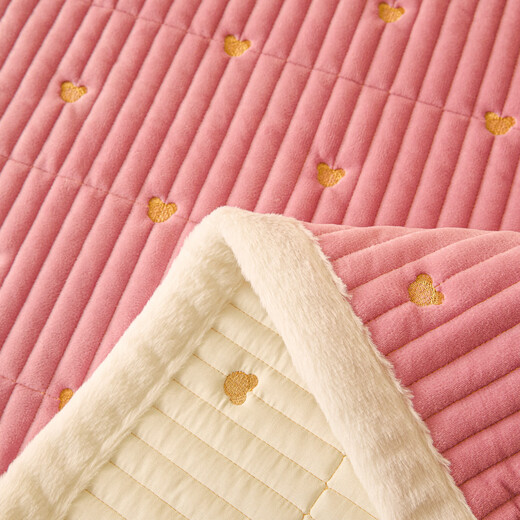 CARTELO crocodile (CARTELO) Class A baby velvet embroidered quilted mattress cushion home bedroom mattress plus velvet thickened cushion 2025 new style Xiongxiong-bean paste powder 150*200cm single mattress + pillowcase pair