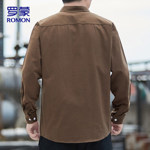 ROMON pure cotton long-sleeved shirt men's autumn and winter loose iron-free shirt men's casual workwear jacket top men's clothing