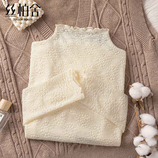 Sibaishe long-sleeved bottoming shirt 2025 autumn new women's clothing simple slim fit fungus half turtleneck top