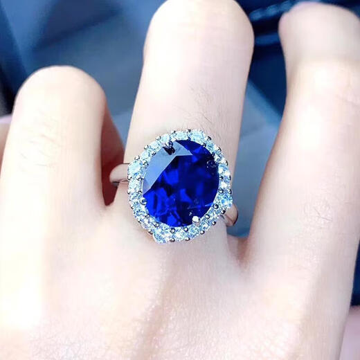 Keshan fine cut blue sapphire ring women's sterling silver tanzanite earrings plated with 18 blue pendants diy sense one pair of earrings/8X10MM