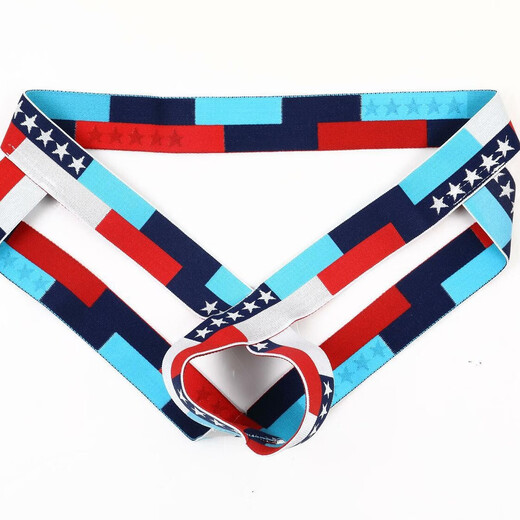 Sexy low-waist men's underwear JJ hip lift ring thong hip lift hollow double thong E067 Rainbow M European size (1.9-2.2 feet