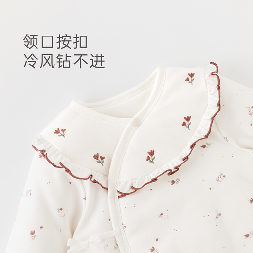 Guiqi Bear velvet cotton newborn baby quilted antibacterial monk clothing baby thickened warm one-piece khaki