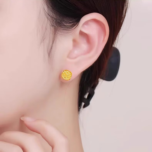 Chipan Sweet Brushed Sugar Cube Earrings Women's Gold Earrings and Earrings Earrings for Girlfriend's Birthday Gift 0.9g Small Sugar Cube Earrings (Curved Hook Style. One Pair)