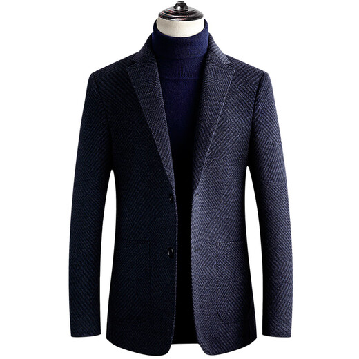 Hengyuanxiang double-sided woolen suit men's jacket high-end casual woolen suit upper 8085 blue M 170