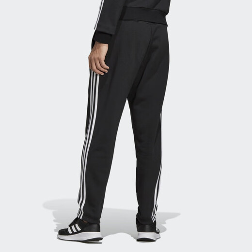 Adidas retro sports side three stripes plus velvet loose knitted sweatpants men's black L