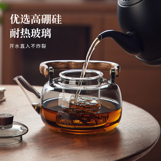 Yipot tea making teapot electric ceramic stove tea making teapot glass health pot kettle boiling tea around the stove complete tea set set 1.1L black pot + 1500W black digital display stove