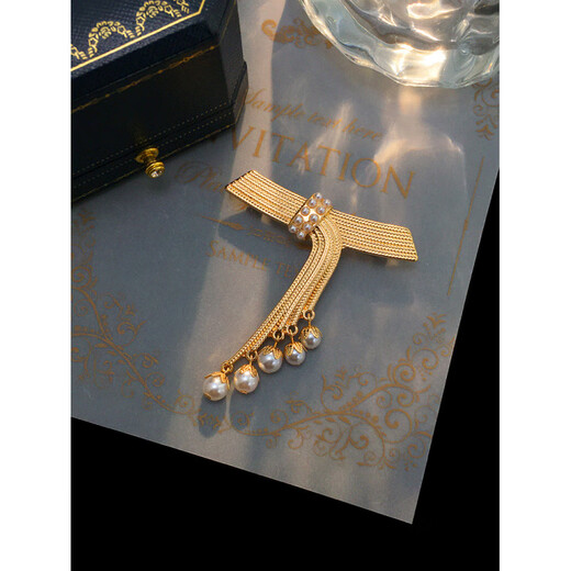 SNQP European and American style matte gold brooch women's retro pearl corsage large brooch matte gold