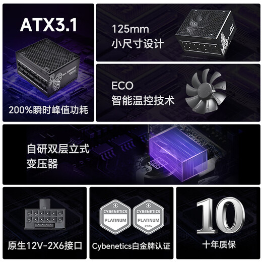 SUPER FLOWER Zhenhua 1000W power supply LEADEX VIIIP1000W ATX3.1 platinum full model/support 5090 graphics card