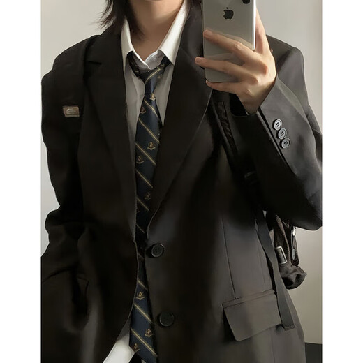 Manlinmu anzmo sells vitality dk uniform men's suit black men's casual suit school supply sense jacket three-piece set pants + suit + white shirt belt M 3XL (height 1-183C, weight 130-145Jin Jin is equal to 0.5 kg)