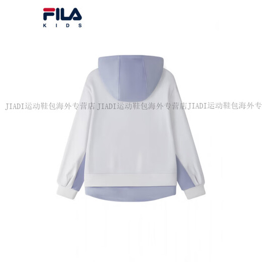 FILA KIDS Children's Clothing Girls' Sweaters 2025 Winter New Children's Comfortable Velvet Hooded Tops Official Authentic Standard White-WT M 140c