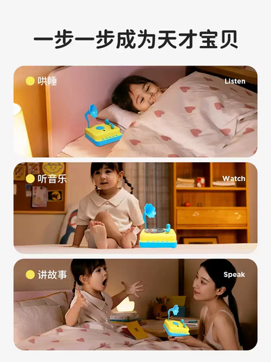 Lancaihe German Intelligent Gramophone Children's Early Education Toy Singing Film Storytelling Machine 2-6 Years Old Baby Birthday Gift Upgraded Version - Gramophone Free 96 Cards 60