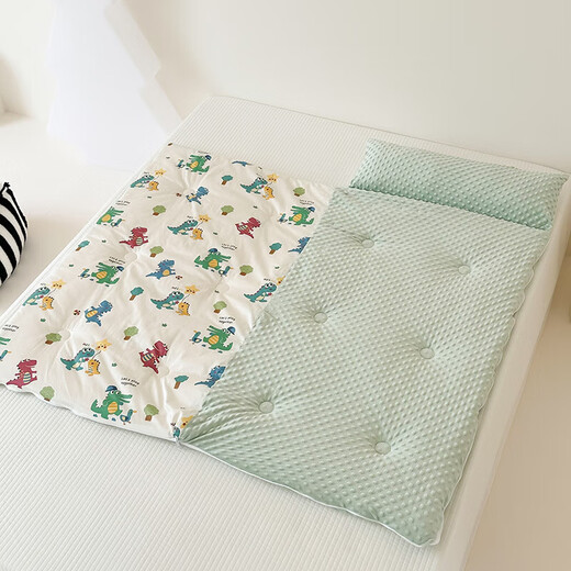 Cotton children's sleeping bag, baby quilt, spring and autumn dual-purpose kindergarten beanie anti-kick sleeping bag, universal for all seasons, wonderful dinosaur, skin-friendly and soft, 100*150+pillow core 30*75, winter style 6Jin Jin equals 0.5kg