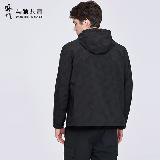 Dances with Wolves Dark Pattern Velvet Detachable Hooded Jacket Men's 2025 Autumn and Winter New Outdoor Warm Youth Jacket 1061 Black 001 L (175)