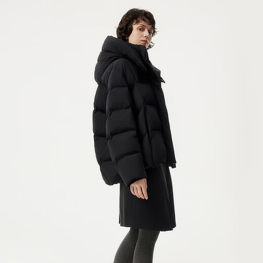 Tambor down jacket women's short detachable hood fashion large silhouette autumn and winter coat thick 530368D black 165