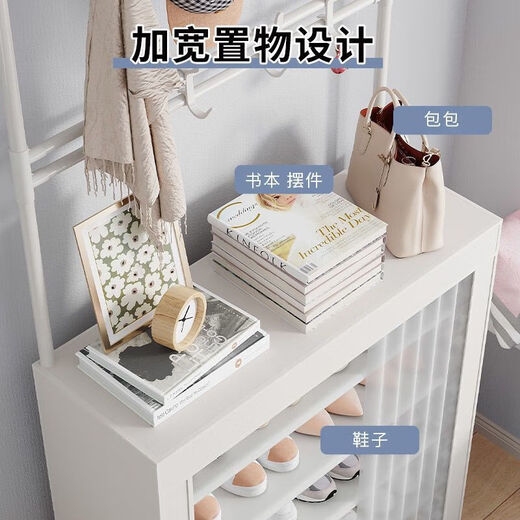 Fantasy floor-standing multi-layer shoe cabinet shoe box sturdy with hook shelf storage shoe and hat rack entry door dust-proof simple shoe rack dust-proof black-7 layers 80