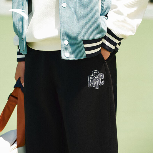 ANTA sweatpants men's new winter loose embroidered casual pants plus velvet knitted sports pants 152548301N