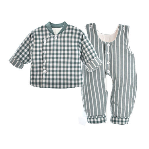 宝宝手工棉衣冬季纯棉花加厚婴儿包脚三件套套装棉袄棉裤保暖 粉色三件套露脚 66 66码2-4个月59--66cm