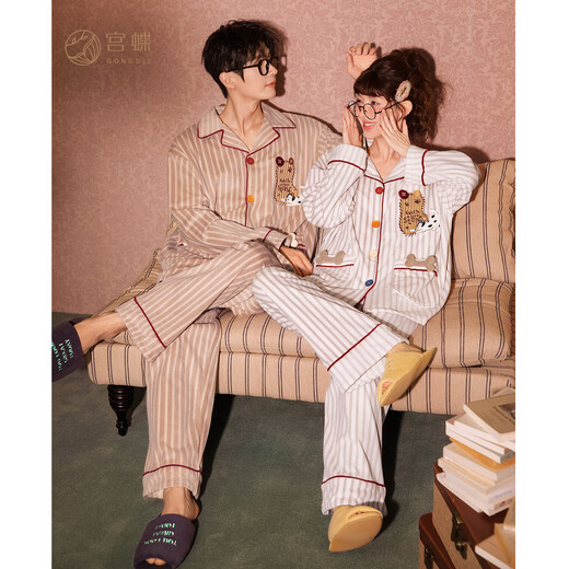 Gongdie Thermal Storage Type New Apple Puppy Autumn and Winter Couple Pajamas Women's Thickened Island Velvet Cartoon Home Clothes Men's Apple Puppy Warm Velvet Suit Men's XL (Recommended 120-140Jin Jin equals 0.5 kg)