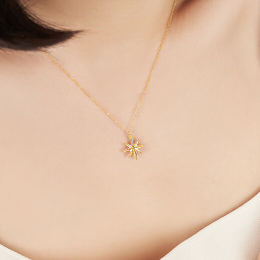 Ming brand jewelry yellow 18K gold pendant color gold starburst necklace gift for women CSC0115 pricing K gold set pendant style CSC0115 about 0.47-0.57 grams