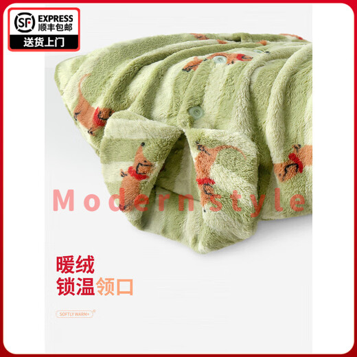 FENTENGG Royal Velvet Couple Pajamas for Men and Women Winter New Type A Home Clothes Small Lapel Plus Velvet Thickened Couple Suit Women's Wind Green L