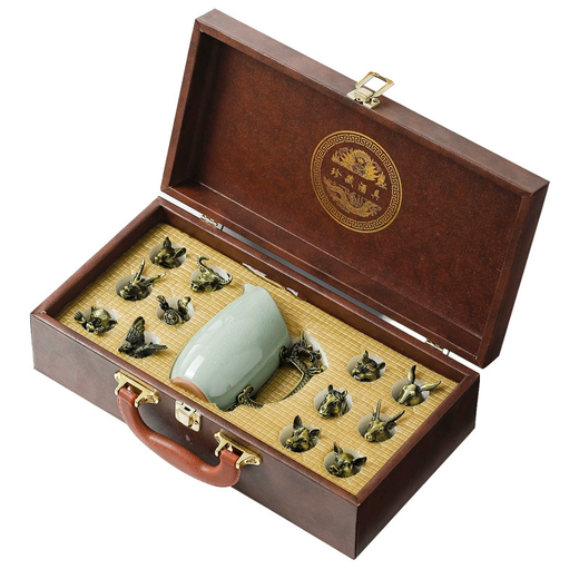 Shimmer Li Bai Wine Glass Set High-end Chinese Ceramic Wine Set Twelve Zodiac Wine Dividers Wine Glasses and Wine Sets Geyao 12 Zodiac Wine Sets/Tianqing