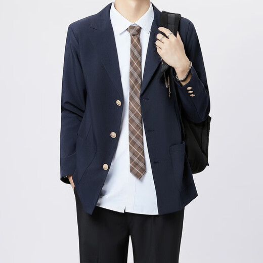 College style dk boys uniform suit badge suit spring and autumn youth handsome shoulder pad black jacket class uniform navy suit/shirt/tie/trousers high quality 4XL recommended 180-195Jin Jin equals 0.5 kg